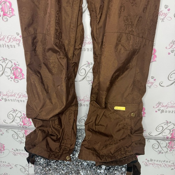 Westbeach snow pants brown paisley shimmer pattern gold hardware ski snowboard - Picture 4 of 17
